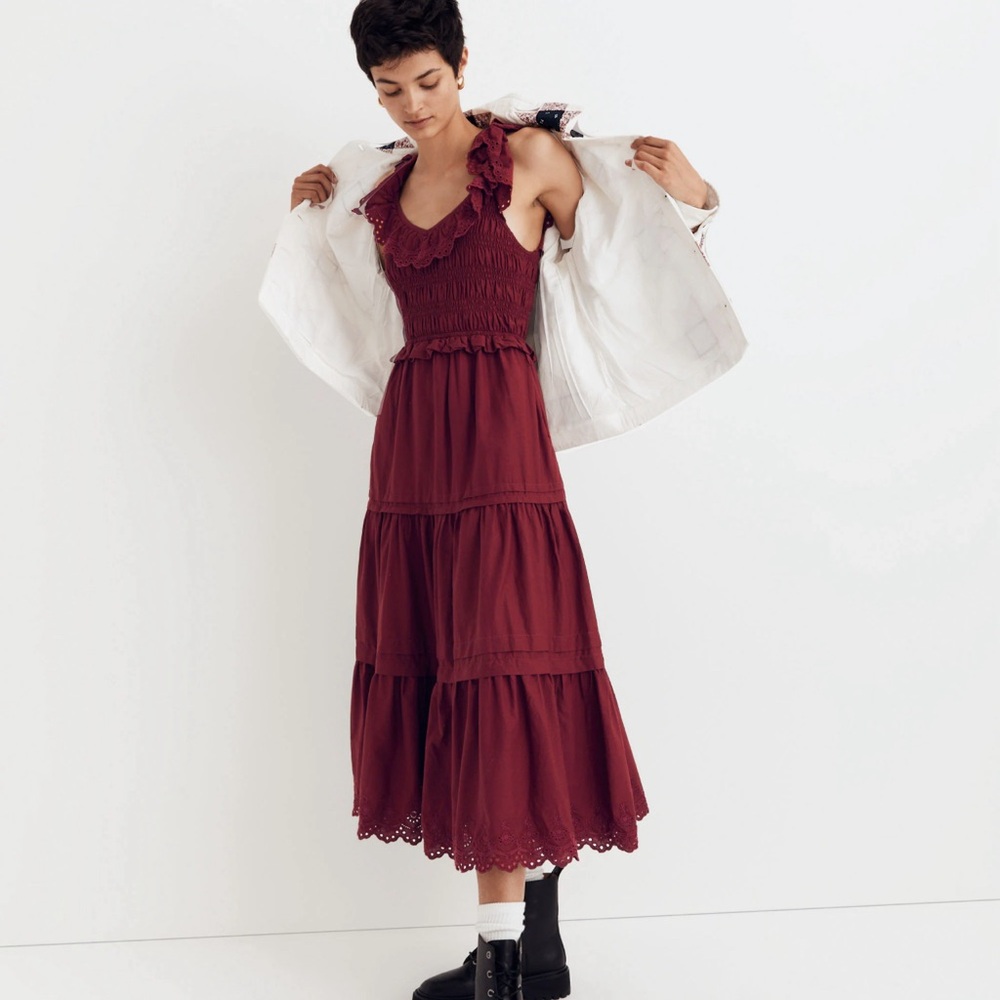 MADEWELL Lucie Embroidered Cotton Midi Dress